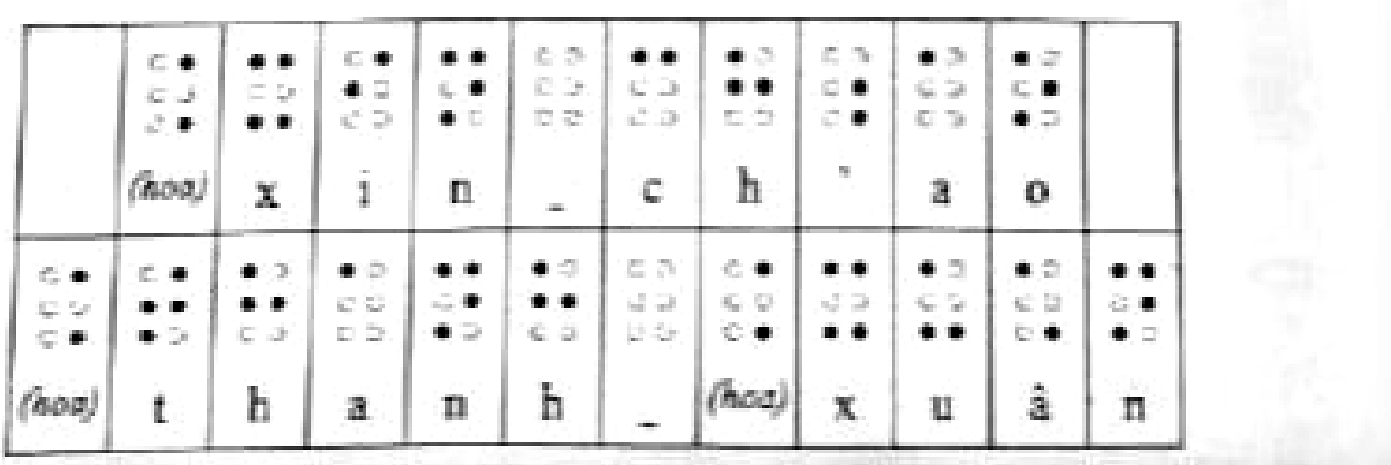 Ví dụ: dòng 1 gồm các ô (hoa) x i n, ô trống, c h, dấu huyền, a o; dòng 2 gồm (hoa) t h a n h, ô trống, (hoa) x u â n