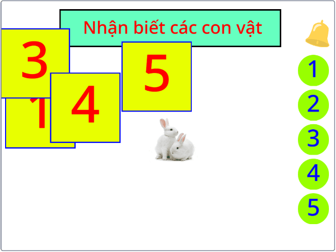 Hình vuông số 2 đã được mở, hiện con thỏ bên dưới