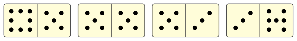 Bốn quân domino minh hoạ: 8 – 5, 5 – 5, 5 – 3, 3 – 6